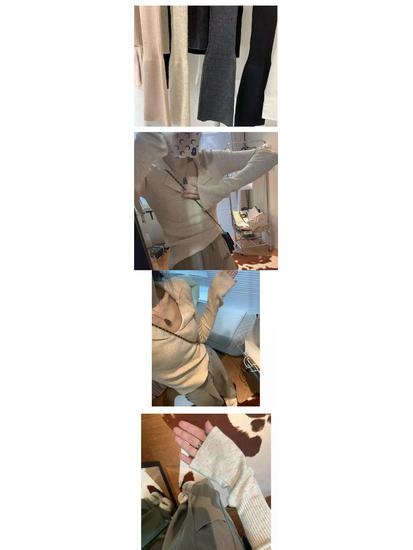 Dámský svetr úzkého střihu s žebrovaným pleteným límcem - Podzim/Zima Korejský styl