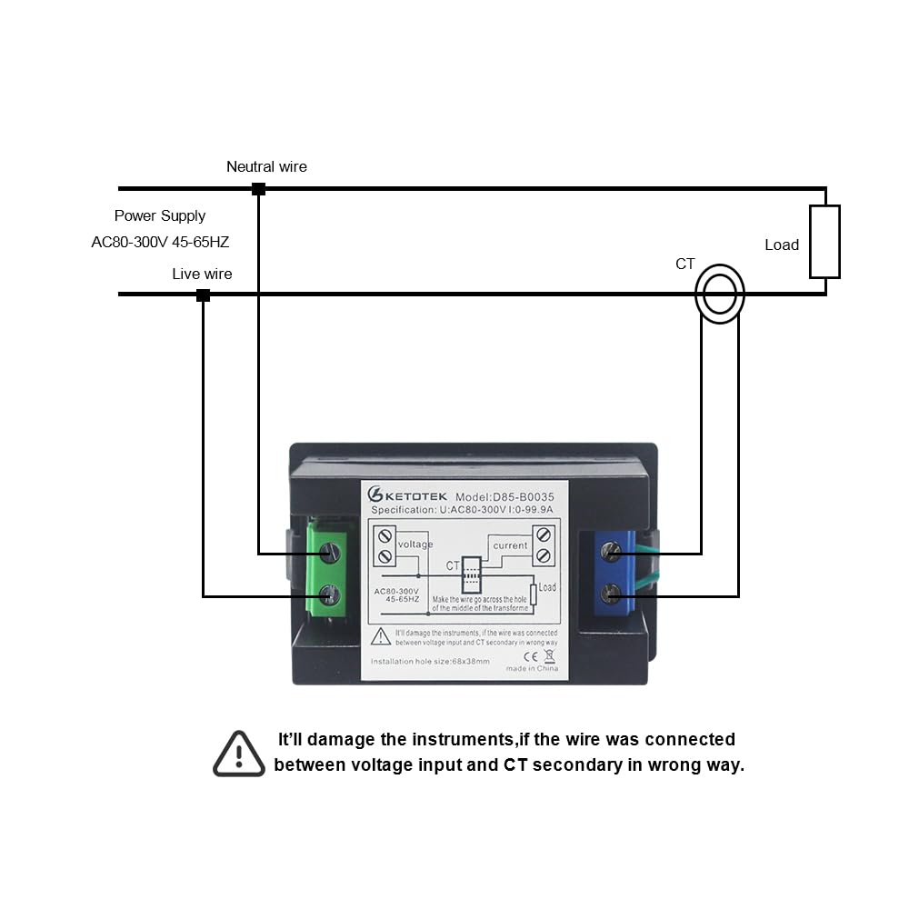Digitales AC Voltmeter Amperemeter Amperemeter AC 80-300V 0-100A LED Volt Ampere Meter Spannungsstrommesser Ampere Einbaumessgerät