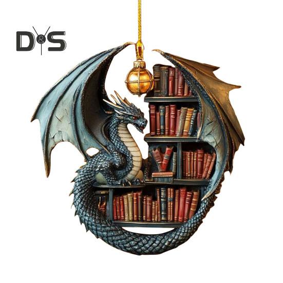 

Подвеска для книжной полки в виде дракона, акриловое украшение на рождественскую елку, 2D-украшение для книжной полки в виде дракона, подарок на память для любителей книг-драконов дубильная кора