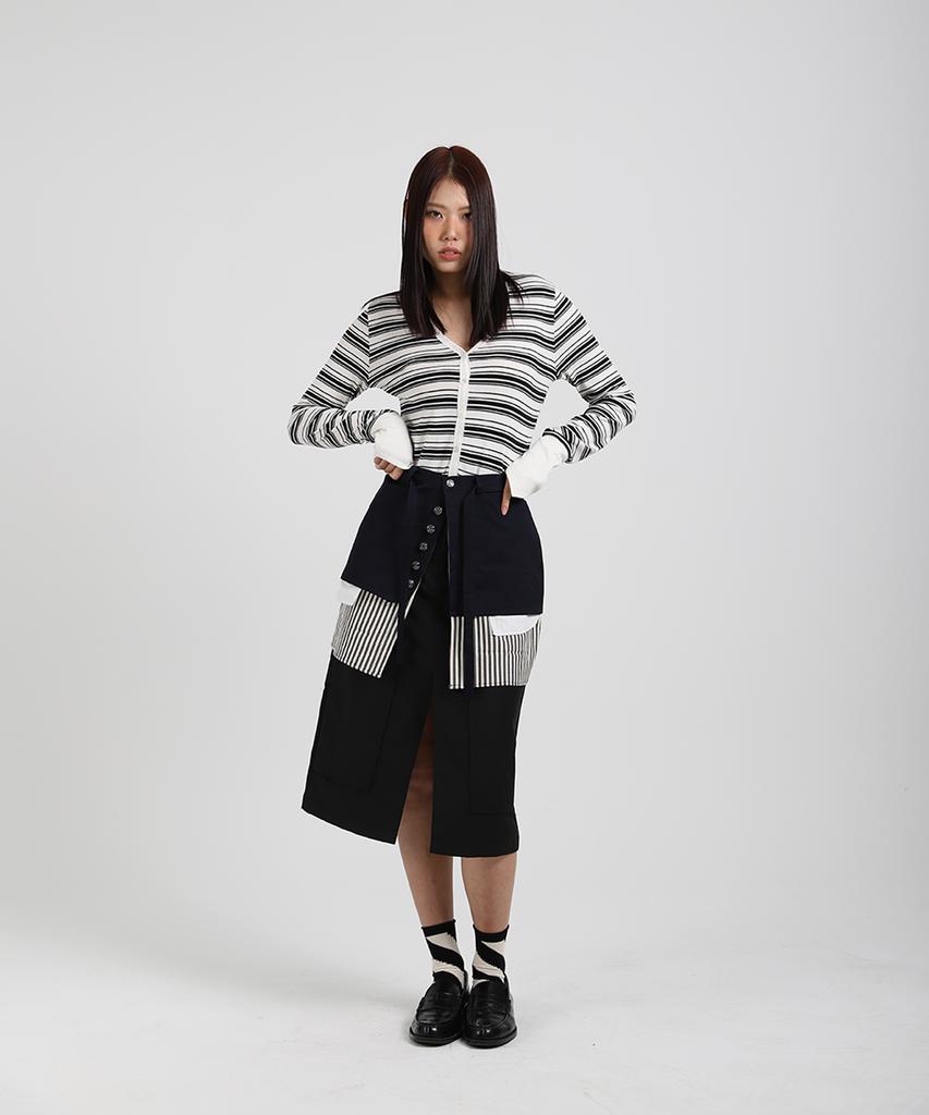 Cotton Rivers Club Striped Colored Skirt (Navy)