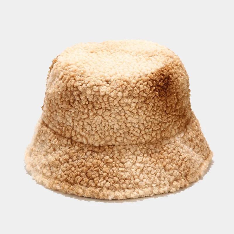 Faux Fur Bucket Hat Thickened Warm Hip Hop Winter Hats for Women Lady Men Outdoor Plush Fisherman Hat