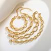 Chunky Stainless Steel Link Chain Bracelet For Woman, 18k Gold Plated Stackable Wristband Bracelets, Waterproof Trendy Jewelry