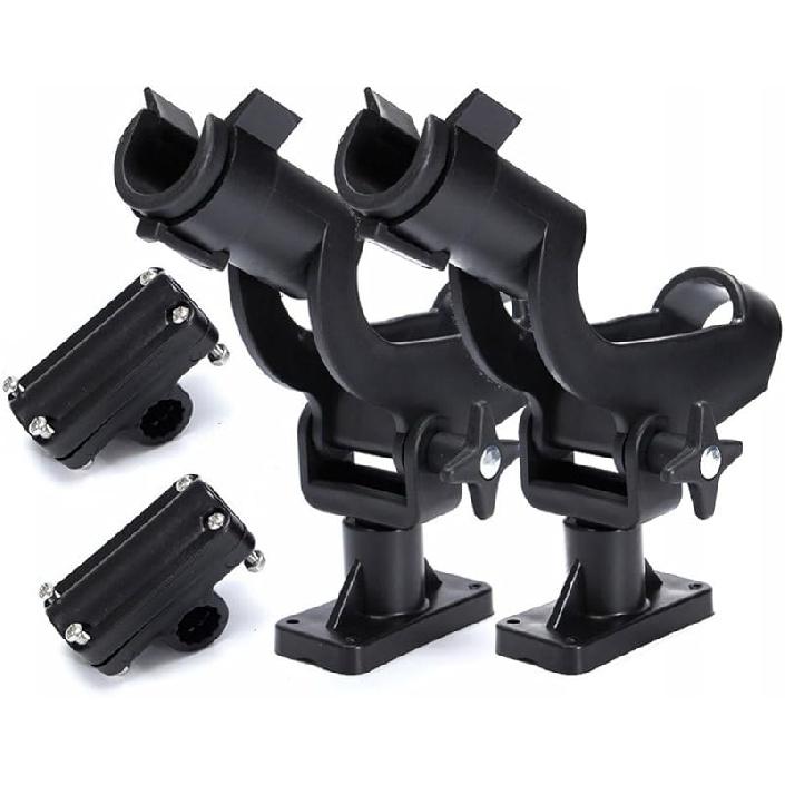 Adjustable Rotatable Plastic Fishing Rod 3 Mount Rack Holder Bracket Boat Canoeing Rowing Mount Kit Kayak Side Rod Holder RH50-2Pack