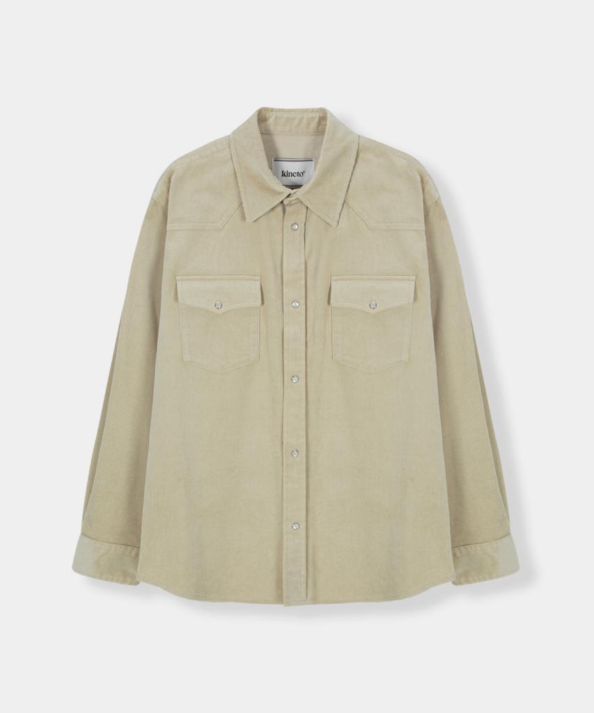 KINETO Women'S Western Corduroy Shirt_Cream
