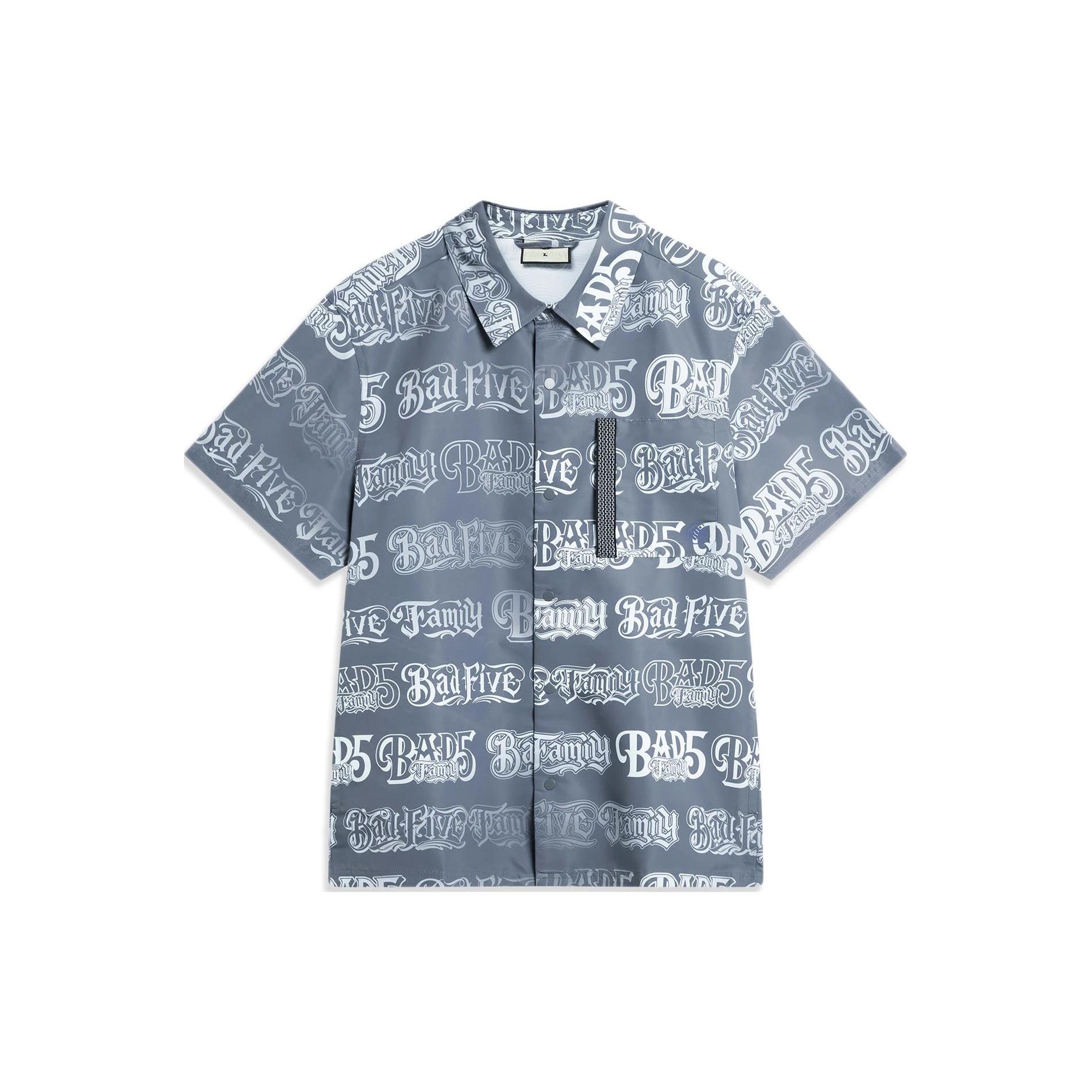 Li Ning x MISTER CARTOON Badfive Shirt Men s Dull Gray Sky Blue ASHT501-1 L