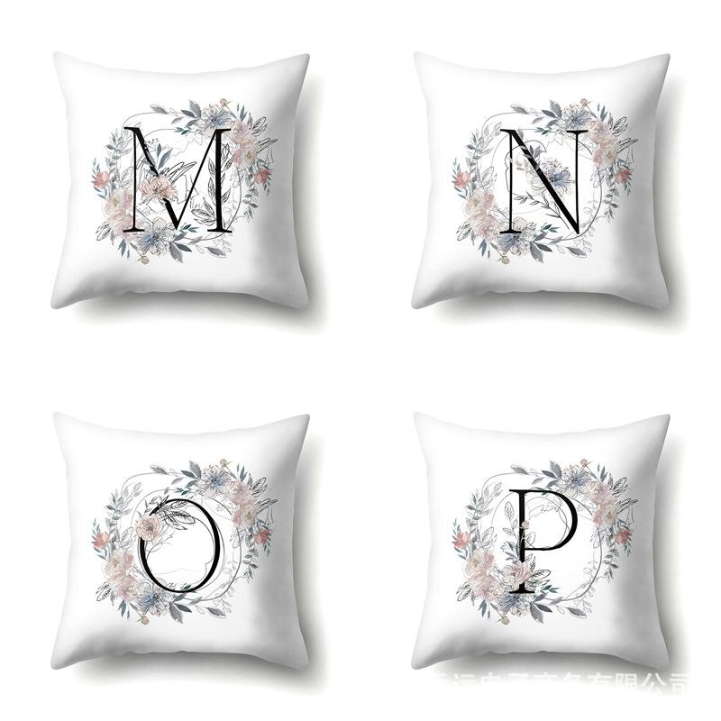 Polyester Pillowcase Simple and Fresh Xiaohua Home Furnishing 26 English Letter Printed Waist Cushion Pillowcase