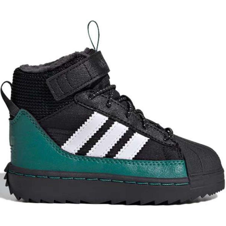 Adidas Originals Superstar Winter Trek I Fashion Comfortable Non-Slip Durable High-Top Walking Shoes Baby Shoes Black Green ID1024