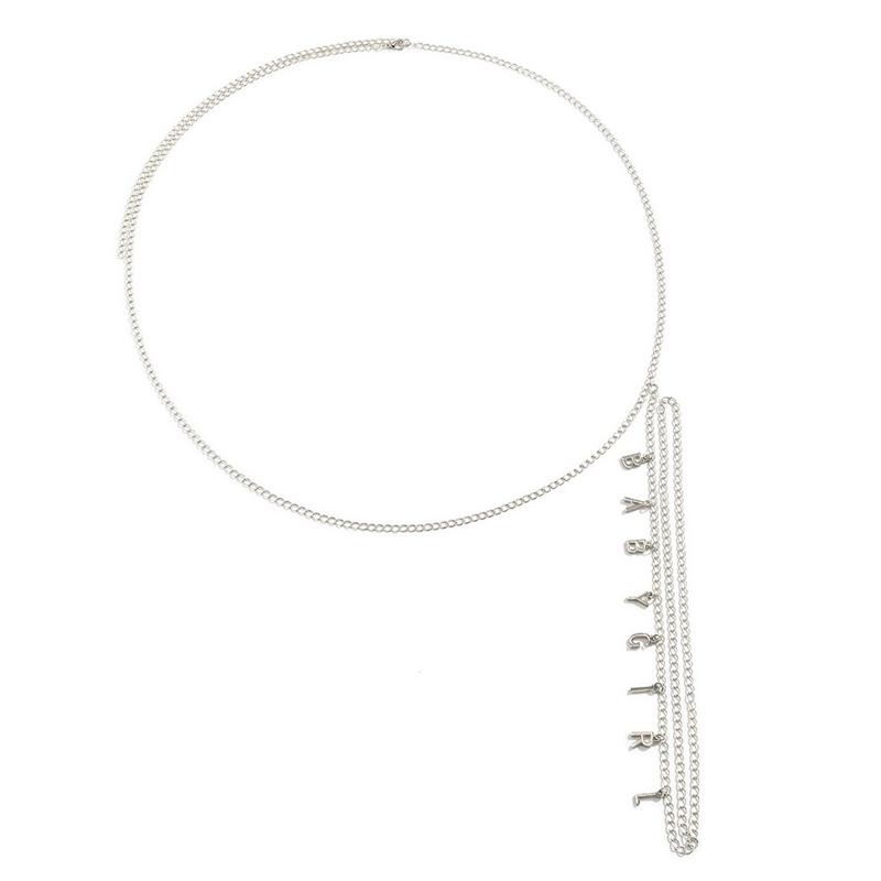 

Dangle Letter Waist Thigh Chain Body Chain Harness Rock Leg Garter Belt Fashion Beach Club Rave Party Body Supplies серебряный