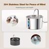2.2L Cat Water Fountain 304 Stainless Steel Pet Water Dispenser, Cat and Dog Drinking Bowl with Visual Water Level Window