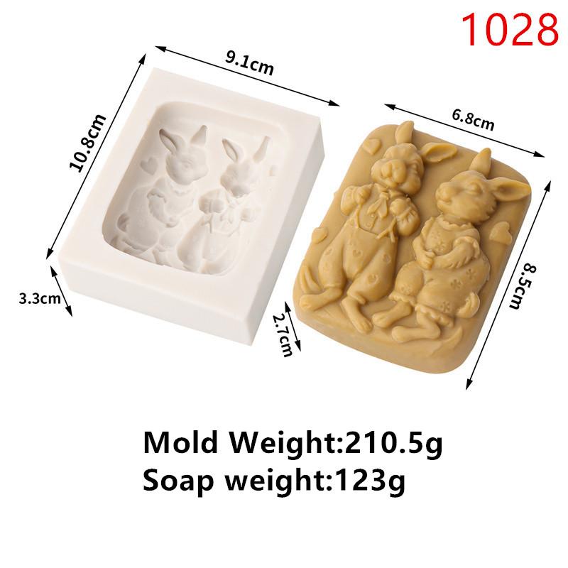 Easter Flower Rabbit Silicone Soap Mold DIY Happy Cute Rabbit Flower Pattern Butterfly Animal Relief Chocolate Cake Decor Gift
