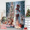 2pcs 2D Flat Printing Christmas Curtains Candy Cane Gingerbread Snowmen and Squirrels Digital Printed Polyester Drapes Festive