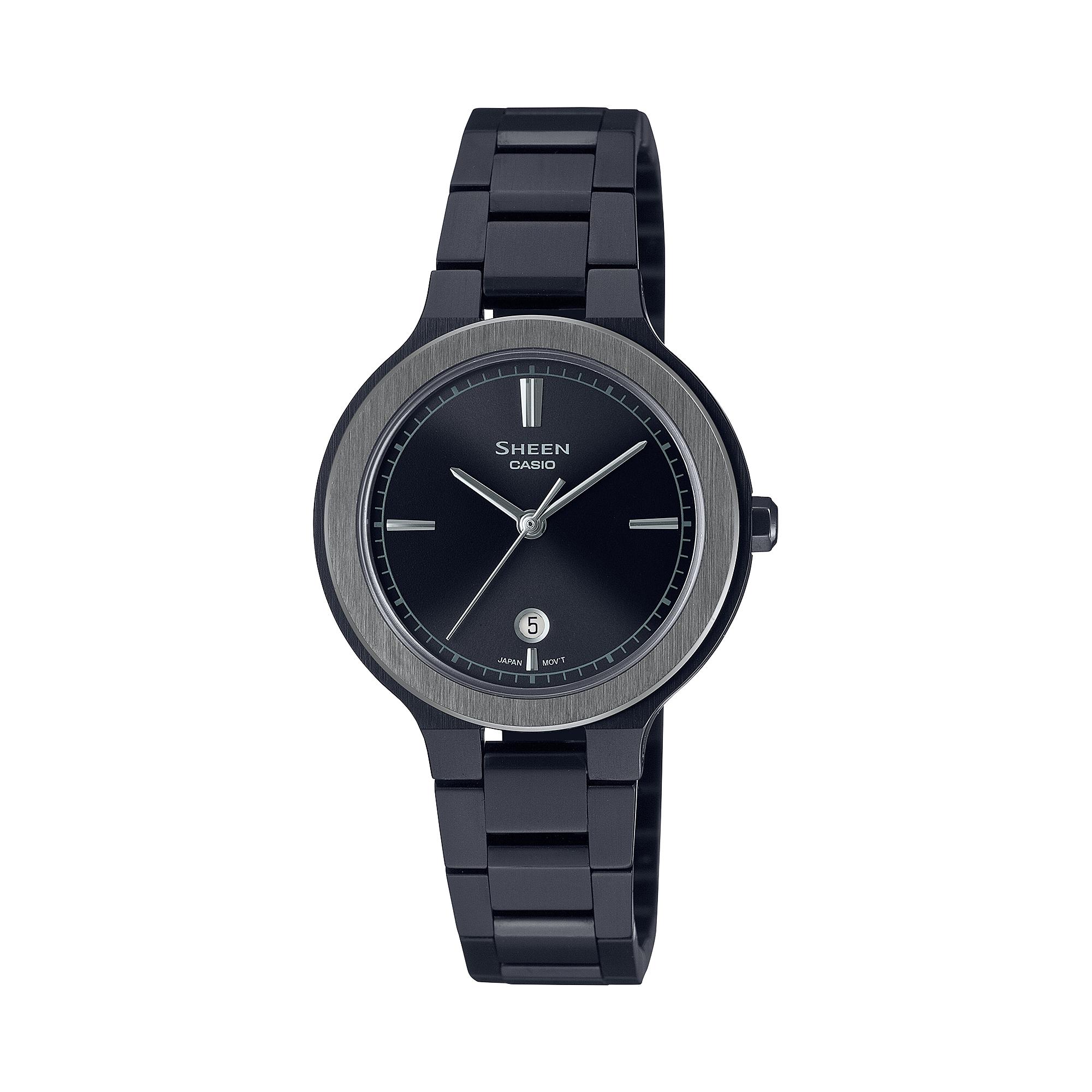 

Casio Sheen Women s Stainless Steel 50M Water Resistant Analog Quartz Watch SHE-4559BD-1A чёрный