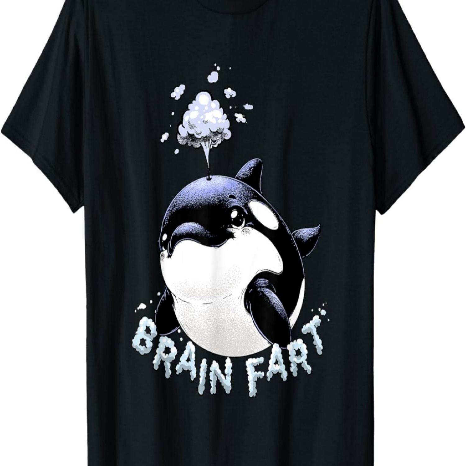 Funny Orca Whale Brain Fart Graphic T-Shirt S чёрный