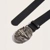 Fashion Carved Western Cowboy Belt Cow Head Buckle Retro Embossed Belt Vintage PU Leather Belt For Man Women