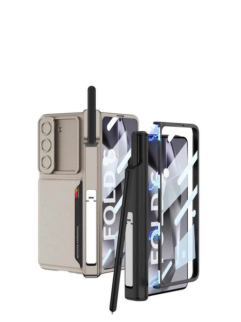 Samsung Z Fold 6 Magnetic Case with Hinge Protection, Pen Holder, Card Slot & Stand