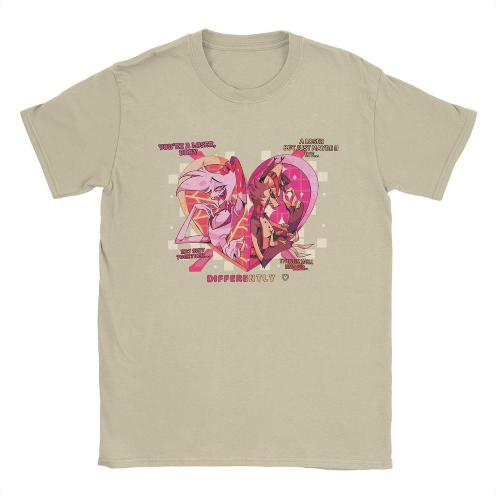 Crazy Angel & Husk Loser Baby Hazbins Hotels T-Shirts Men Round Collar Cotton T Shirt Short Sleeve Tee Shirt Gift Idea Tops