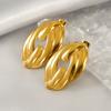 Trend 18K gold stainless steel earrings women's personality hollow stud earrings design sense earrings