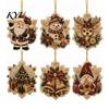 Acrylic Santa Hanging Ornaments 6 Pcs Christmas Pearl Art Ornaments, 2D Flat Holiday Tree Pendant, Decorations Effect Decoration for Home Wall