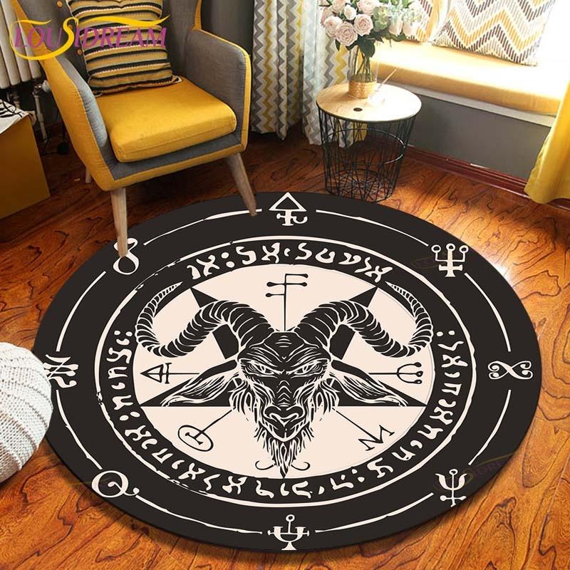 Satan Skull 3D Print Waterproof and Non-slip Circle Cute Floor Rug Round Area Rugs Living Room Children Chair Tent Carpets