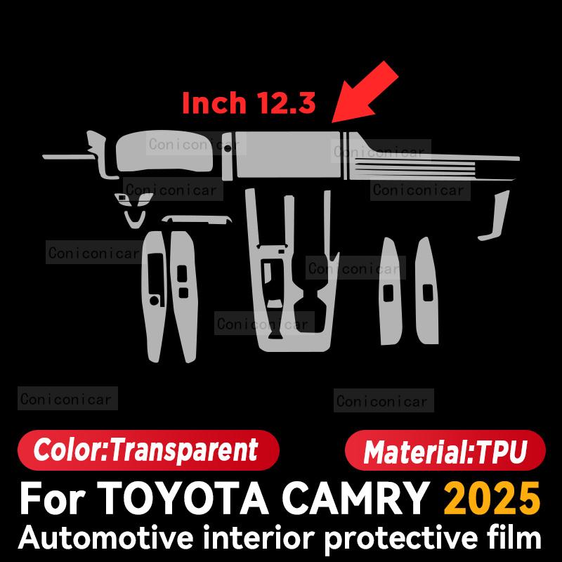 For TOYOTA CAMRY 2025 Panel Dashboard Navigation Automotive Interior Protective Film TPU Anti-Scratch Sticker Protect