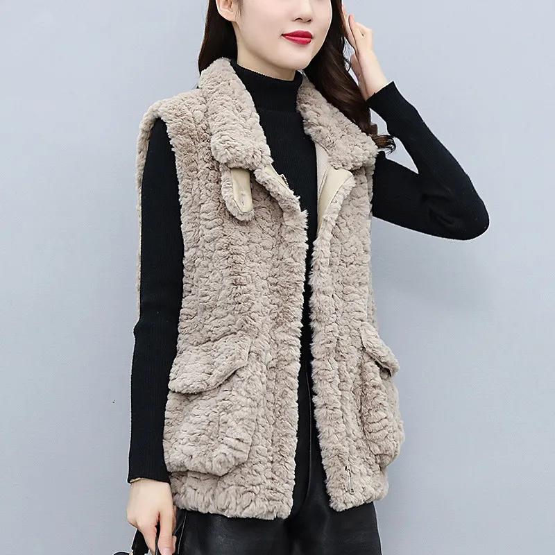 

Женская однотонная свободная жилетка с лацканами на осень и зиму, короткая простая куртка для поездок на работу XS