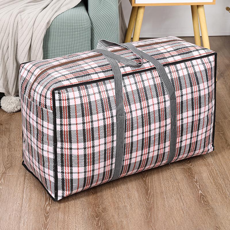 Extra Large Hand-Held Folding Travel Bag Thickening Large Capacity Luggage Storage Bag Moving Clothes Quilt Packing Woven Bag 48X30X23CM