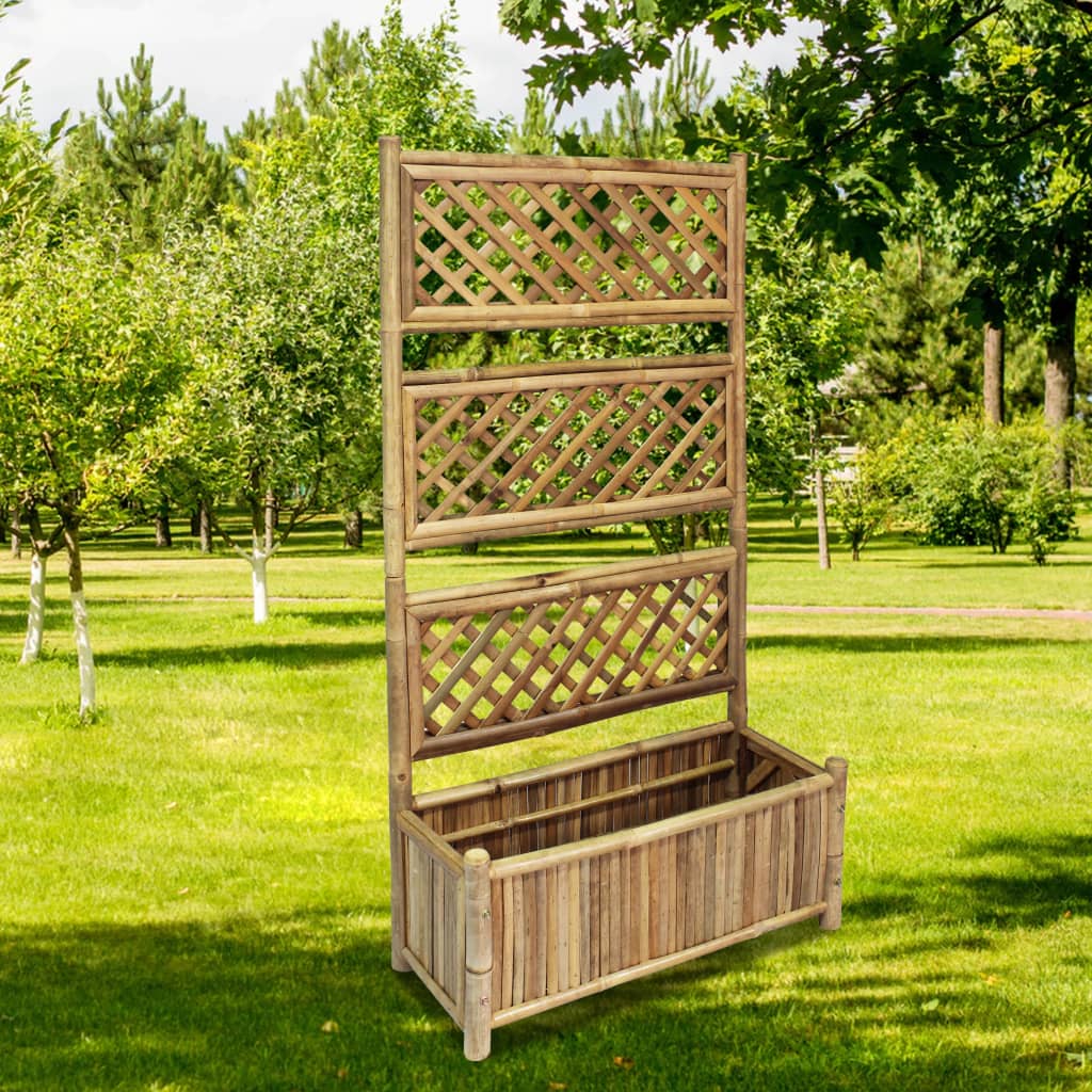 Elevated Planter with Trellis Bamboo 70 cm
