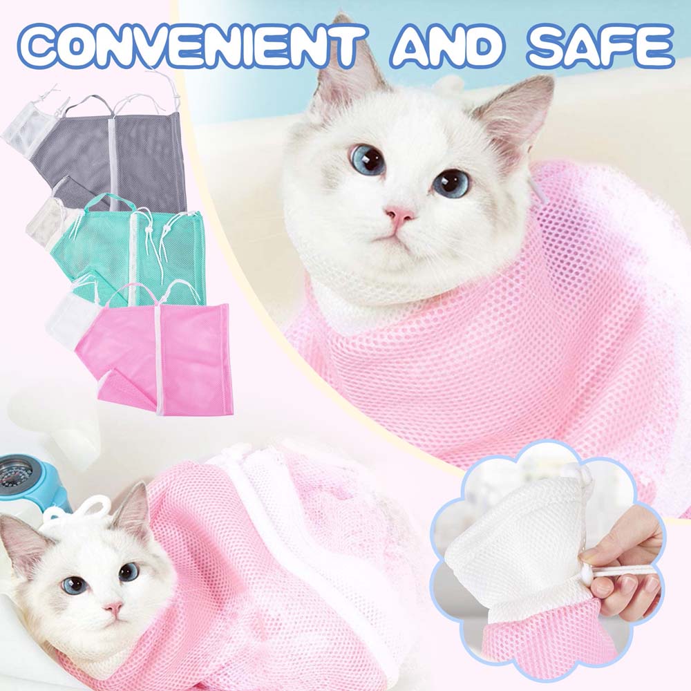 Biting Scratching Cat Grooming Bathing Bag Cat Washing Bag Cat Shower Net Bag Cat Restraint Bag