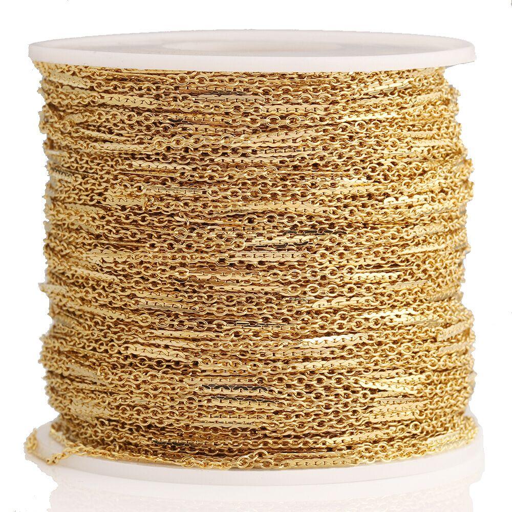 1 Meter DIY Jewelry Making Finding Accessories 18K Gold Plated Stainless Steel Chain for Necklace Bracelet Model SLC1001