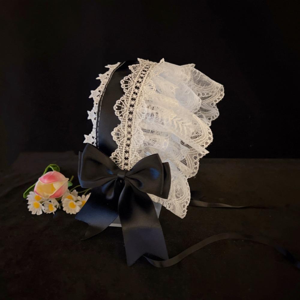 Ribbon Bow Cosplay Headpiece Lace Trim Anime Headband Lovely Lace Headband For Maid Costume
