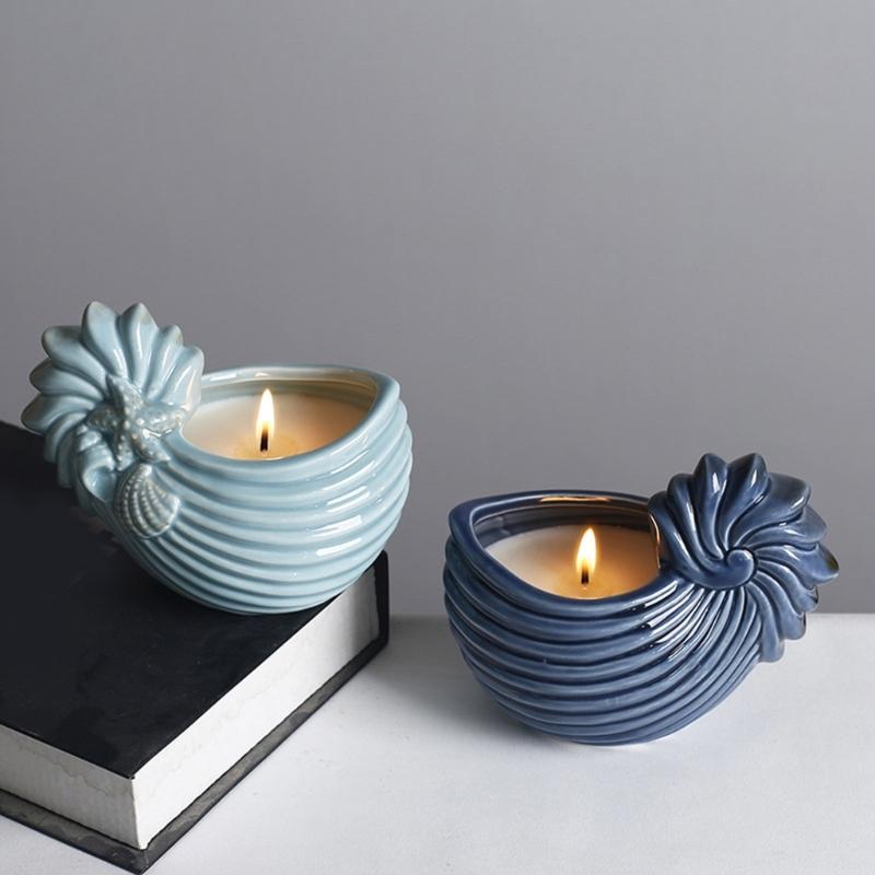 Ceramiczny Świecznik w Kształcie Muszli do Wystroju Domu Motyw Oceaniczny Doniczka na Sukulenty Miniaturowa Doniczka Dekoracyjny Pojemnik