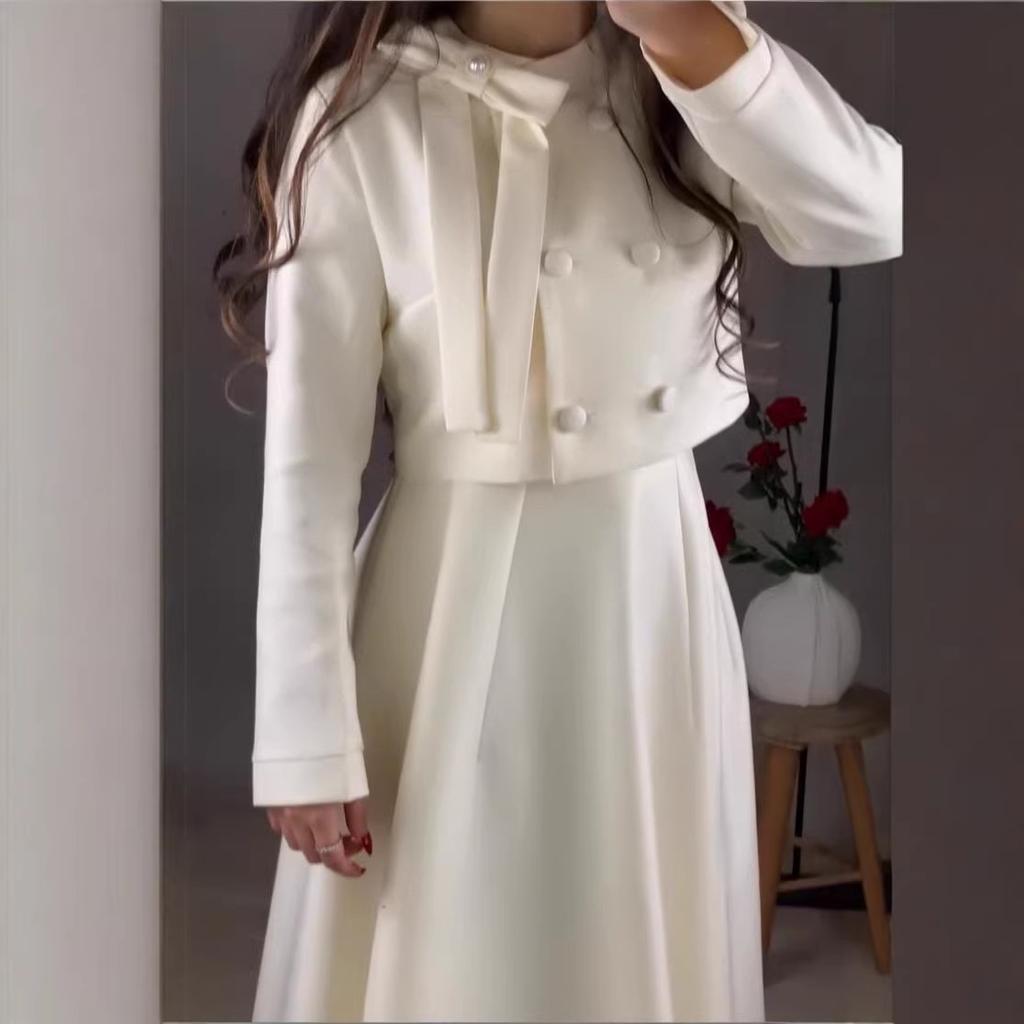 Cross-border European and American Women's Clothing Amazon British Slim College Style Top Waist A-shaped Long Skirt Set