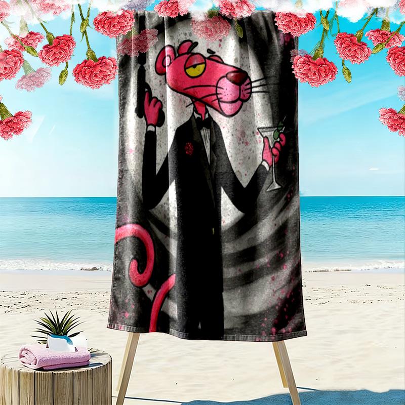 Pink leopard print 2D Flat Print Beach Towel, Large Soft Quick Dry Towel for Beach Camping SwimmingZSTJ0915172