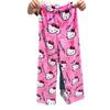 Cartoon Cat Christmas Flannel Pajama Pants for Women - Cozy Winter Kitty Fleece Lounge Wear