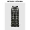 UR 2025 Autumn Women's Casual Plaid Wide-Leg Pants