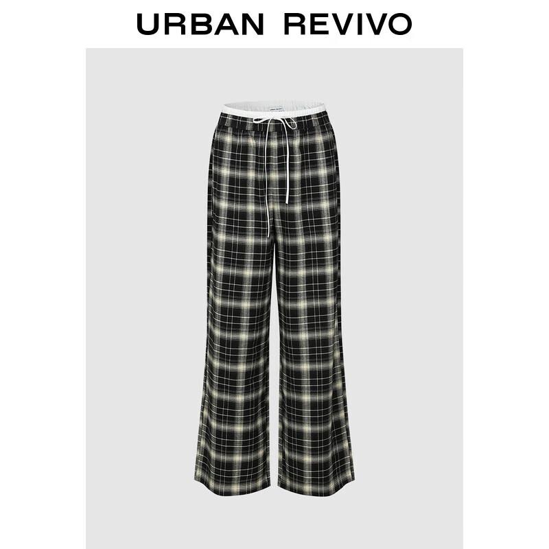 

UR 2025 Autumn Women s Casual Plaid Wide-Leg Pants S