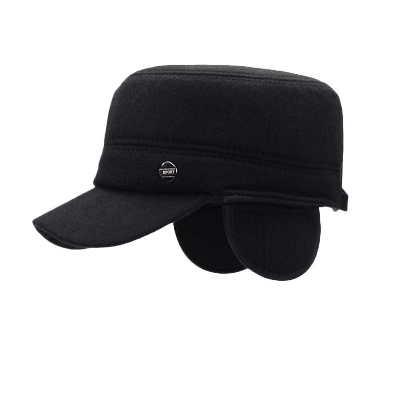 Autumn Winter Men's Hat Winter Cotton Ear Protection Wool Flat Cap Middle-Aged Old People's Hat Outdoor Warm Cap
