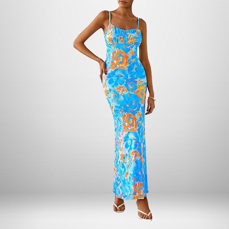 Jaro Nové Dámské Oblečení Elegantní Bederní Sexy Šaty na Ramínka s Potiskem