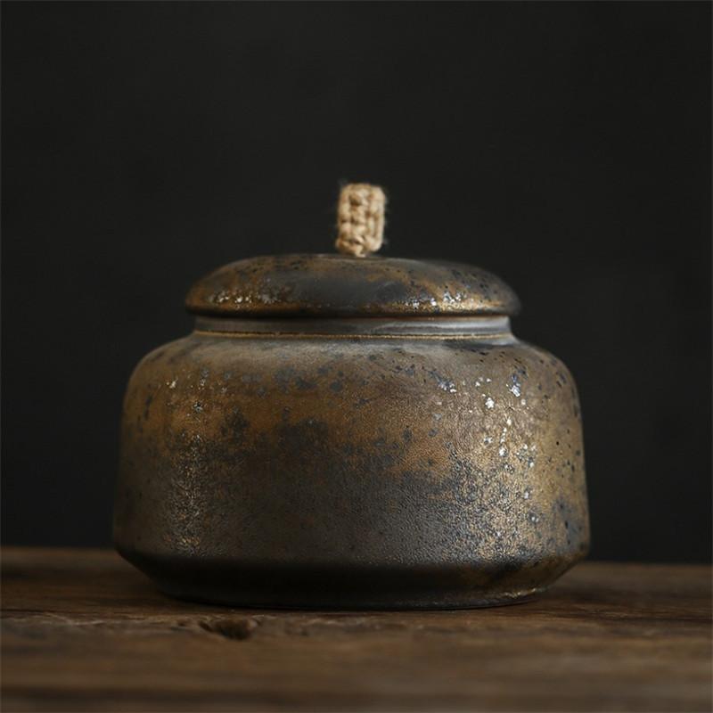 Ceramic Tea Caddies Coarse Pottery Moisture-proof Canisters Sealed Can Storage Tank Food Container