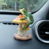 Atmospheric Micro Landscape Decorations Resin Frog on Mushrooms Figurine, DIY Bonsai Ornament, Realistic Statues for Indoor Plants Waterproof