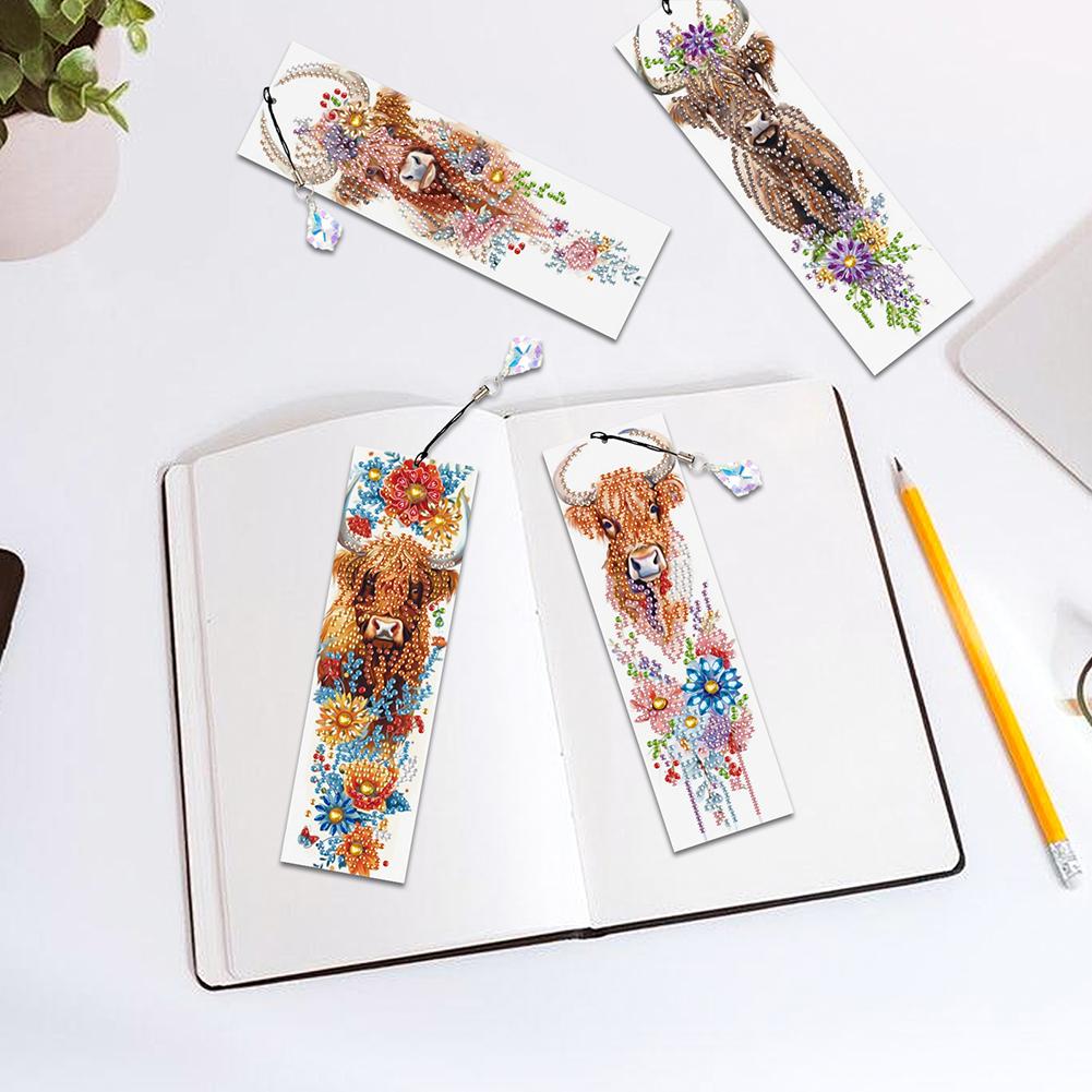 4Pcs DIY Irregular Shaped Diamonds Diamond Art Bookmark for DIY Making Beginners Adult Art Craft Supplies Handmade Birthday Gift
