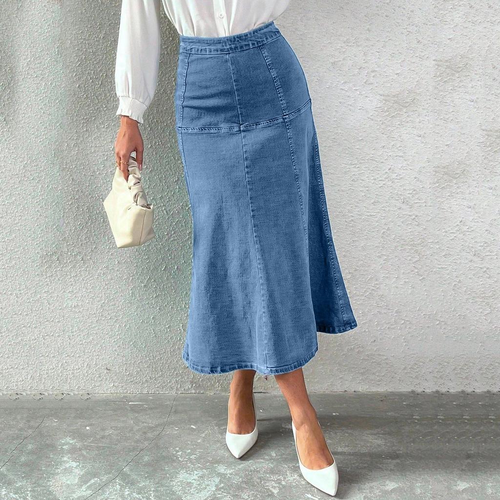 Women's High-Waist Stretch Denim Mermaid Skirt Fashionable Fishtail Design
