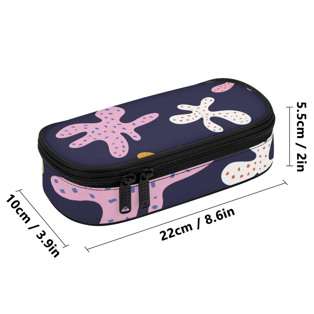 Pen Case Practical Durable 300D Polyester Zipper Closure with Main Compartment Mesh Pocket and Pen Slots for Classroom Use