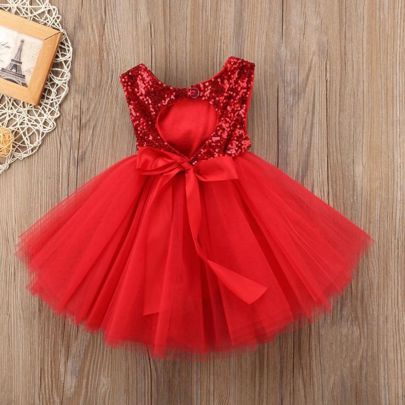 Kids Baby Sequins Flower Girl Dress Tutu Party Dress Backless Bridesmaid Dresses