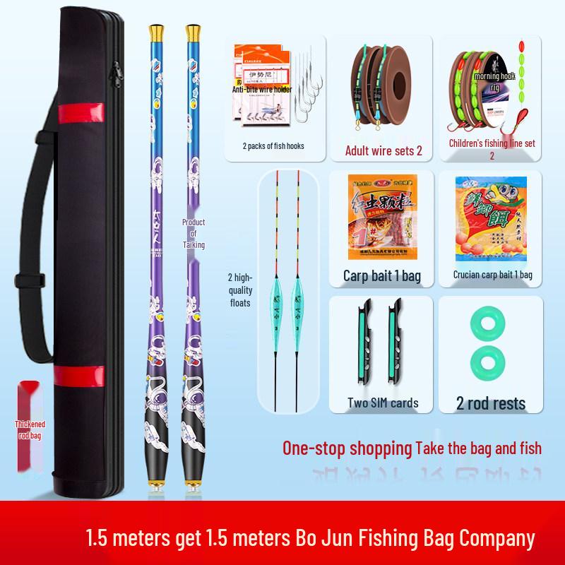 Mini Children's Fishing Rod Set with Hooks – Pocket-Sized Shrimp Rod for Kids