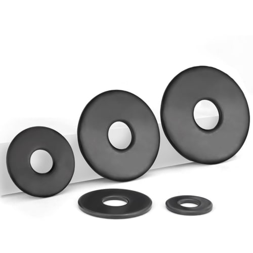 Černé M6 ploché podložky, nerezová ocel 304, ploché podložky, ploché podložky, velké distanční podložky (M6*25*1.5 (Balení 10 ks))