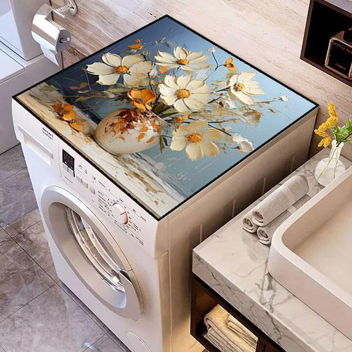 

3D Flower Pattern Diatom Mud Mat - Dustproof, Waterproof, Absorbent, Anti-Slip for Washing Machine or Bedside Table 50x60cm (Crystal Velvet)