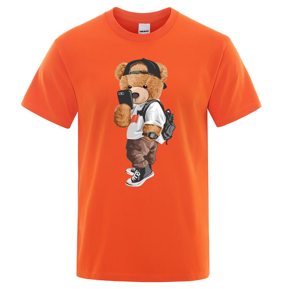 Men 2024 Fashion Ted Bear T Shirt Pure Cotton Tops Tee Funny Men Short Sleeve Crewneck Tees Summer Oversized Female T-Shirts