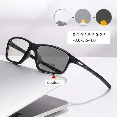 Ultra Light Blue Light Blocking Myopia Glasses Fashion Outdoor Color Changing Sports Near Sight Eyewear Photochromic Eyeglasses
