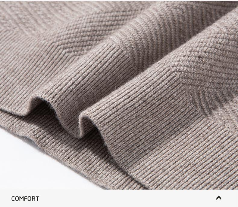 Men's High Collar Jacquard Knit Sweater - Autumn/Winter Business Casual